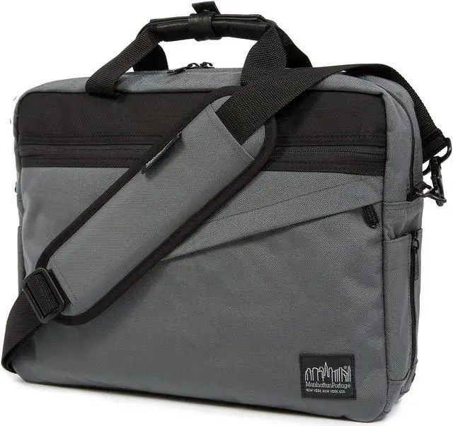 Alt view image 2 of 7 - Manhattan Portage Second Avenue Laptop Briefcase Bag, Laptop Briefcase with Removable Strap. Laptop Messenger Bag with Padded Laptop Compartment, Grey.