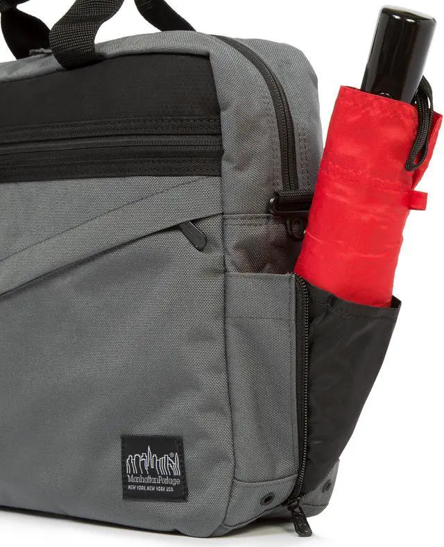 Alt view image 5 of 7 - Manhattan Portage Second Avenue Laptop Briefcase Bag, Laptop Briefcase with Removable Strap. Laptop Messenger Bag with Padded Laptop Compartment, Grey.