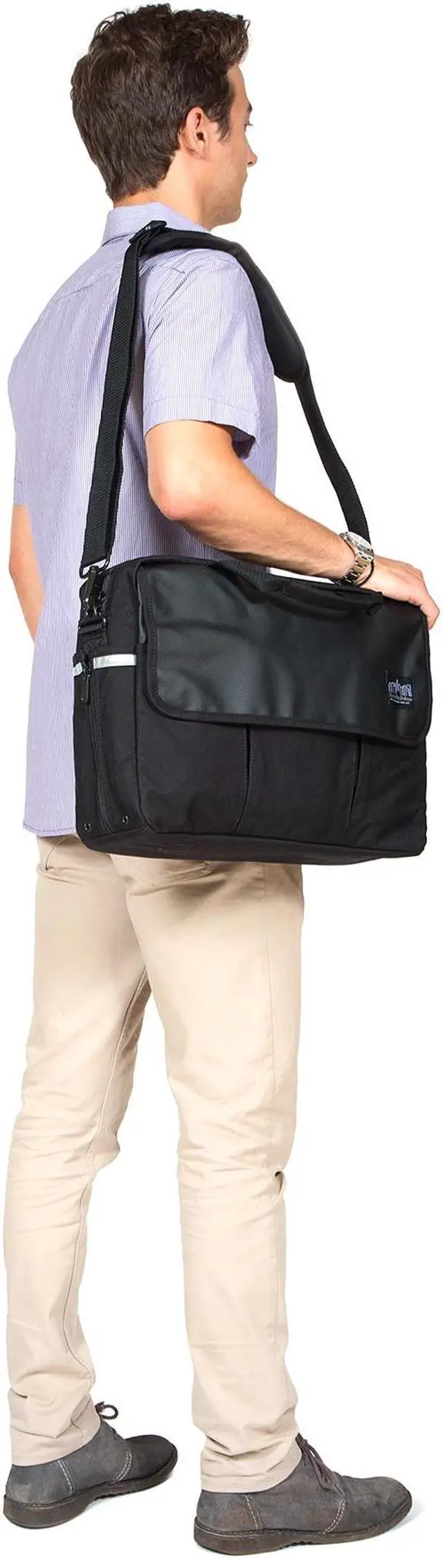 Alt view image 7 of 7 - Manhattan Portage Webb Convertible Laptop Briefcase, 15 inches Laptop Briefcase, 15" Laptop Messenger Bag with adjustable straps, 15" Laptop Briefcase, Laptop Briefcase bag for 15 " Laptop, Black.