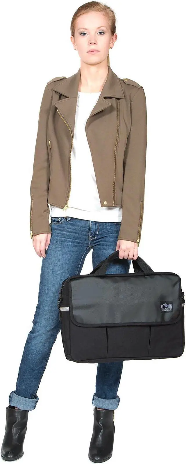 Alt view image 4 of 5 - Manhattan Portage Webb Convertible Laptop Briefcase, 15 inches Laptop Briefcase, 15" Laptop Messenger Bag with adjustable straps, 15" Laptop Briefcase, Laptop Briefcase bag for 15 " Laptop, Navy.