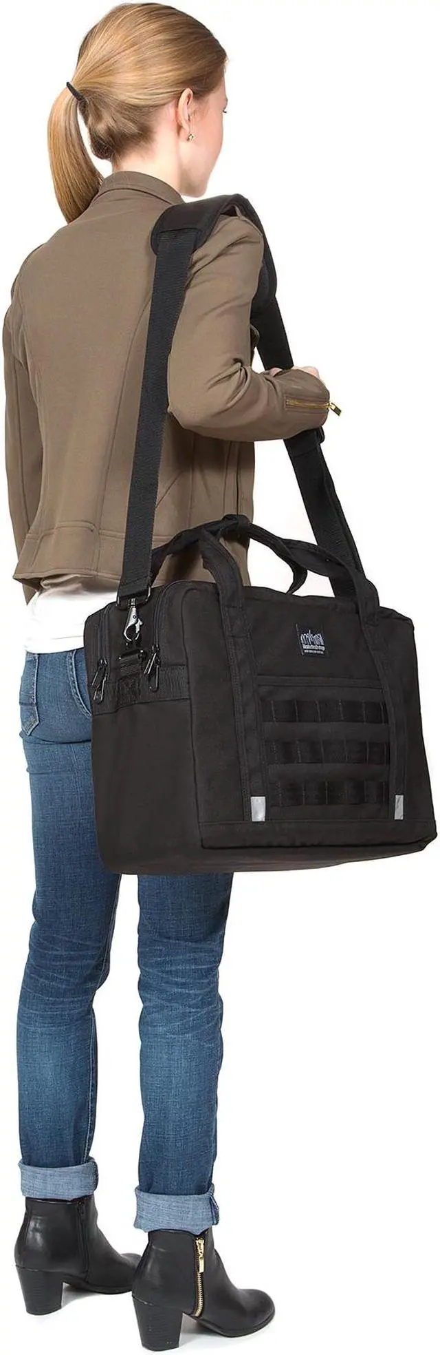 Alt view image 5 of 5 - Manhattan Portage Yorkville Laptop Briefcase, 15"-17" Laptop Briefcase bag with Adjustable Strap, Laptop Briefcase Bag, 17" Laptop Briefcase, Laptop Messenger Briefcase, Navy.