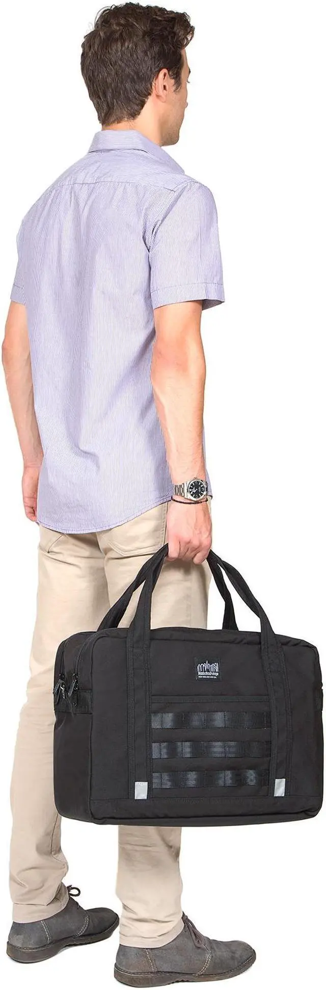 Alt view image 4 of 5 - Manhattan Portage Yorkville Laptop Briefcase, 15"-17" Laptop Briefcase bag with Adjustable Strap, Laptop Briefcase Bag, 17" Laptop Briefcase, Laptop Messenger Briefcase, Navy.