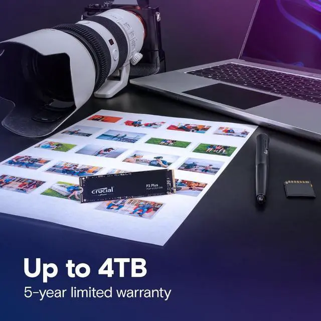 Alt view image 3 of 5 - Crucial P3 Plus 4TB PCIe Gen4 3D NAND NVMe M.2 SSD, up to 5000MB/s - CT4000P3PSSD8