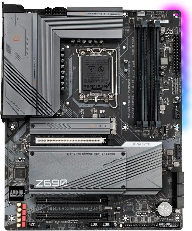 Alt view image 2 of 5 - GIGABYTE Z690 Gaming X DDR4 (LGA 1700/ Intel Z690/ ATX/ DDR4/ Quad M.2/ PCIe 5.0/ USB 3.2 Gen2X2 Type-C/ 2.5GbE LAN/Gaming Motherboard)
