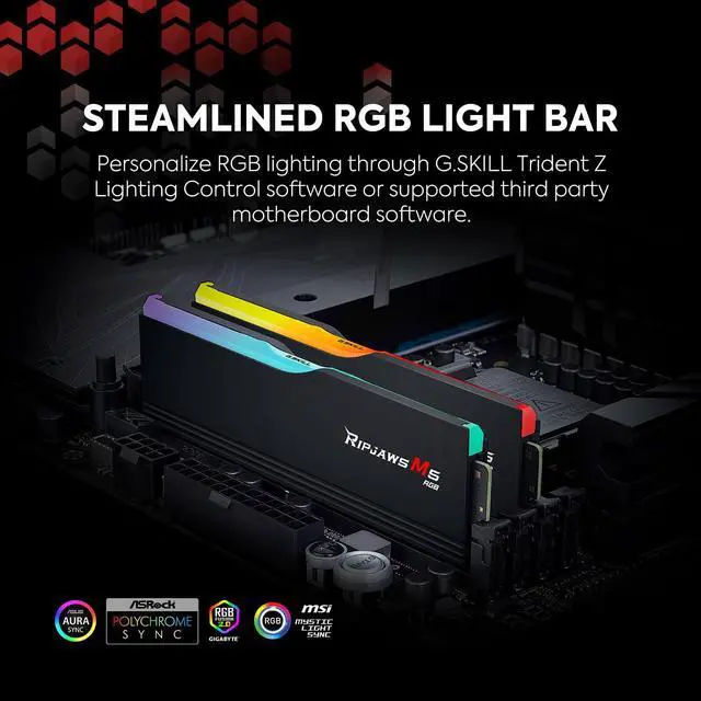 Alt view image 5 of 5 - G.SKILL Ripjaws M5 RGB Series (Intel XMP 3.0) DDR5 RAM 48GB (2x24GB) 5200MT/s CL40-40-40-83 1.10V Desktop Computer Memory UDIMM - Matte White (F5-5200J4040A24GX2-RM5RW)