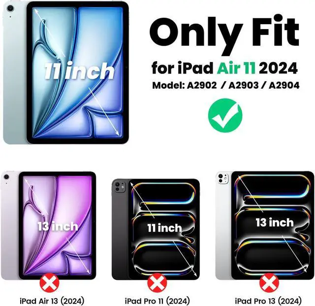 Alt view image 2 of 4 - timecity Case for iPad Air 11-Inch (M2) 2024, Case for iPad Air 6th Generation 11 Inch, Black