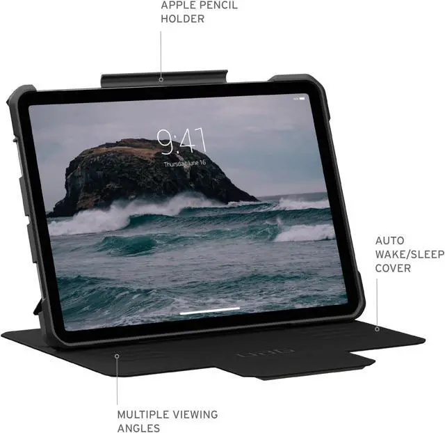 Alt view image 3 of 5 - URBAN ARMOR GEAR UAG Designed for iPad Air 11" Case (6th/7th Gen 2024-2025) M3 A3266 A3267 - Rugged Auto Sleep/Wake Folio Cover with Pencil Holder & Multi-Angle Adjustable Stand, Metropolis SE Olive