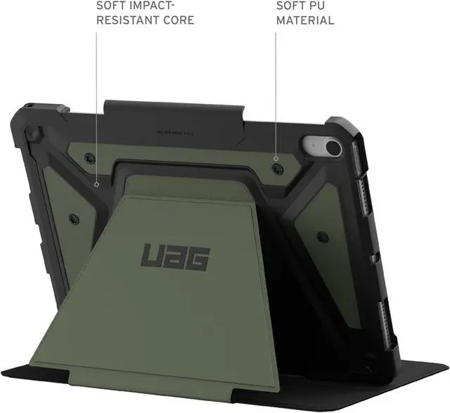 Alt view image 4 of 5 - URBAN ARMOR GEAR UAG Designed for iPad Air 11" Case (6th/7th Gen 2024-2025) M3 A3266 A3267 - Rugged Auto Sleep/Wake Folio Cover with Pencil Holder & Multi-Angle Adjustable Stand, Metropolis SE Olive