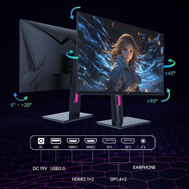 Alt view image 5 of 5 - KTC 27 Inch 4K Gaming Monitor, UHD 160Hz/144Hz 1ms Fast IPS Monitor, Freesync/G-Sync, HDR400, 132% sRGB, HDMI DisplayPort, VESA, Tilt/Height/Pivot Adjustable, H27P22S