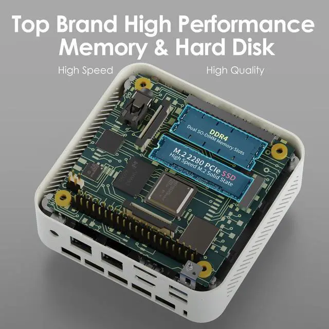 Alt view image 4 of 5 - Micro Desktop PC Linux, AMD Ryzen 7 5700U Mini PC (8C/16T, up to 4.3Ghz), 8GB DDR4 RAM 256GB PCIe SSD Mini Gaming PC 4K Triple Display WiFi/BT5.0/USB3.0/Dual Channe Ideal for Gaming Enthusiasts