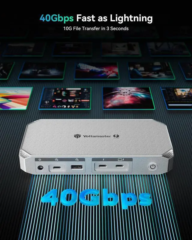 Alt view image 2 of 5 - Yottamaster 40Gbps Thunderbolt 4 Dock,12 in 1 USB C Thunderbolt Hub with 85W PD Charging for MacBook, Dual Monitor Single 8K or Dual 4K HDMI & DP, Ethernet, Audio,SD/TF [YTB4]