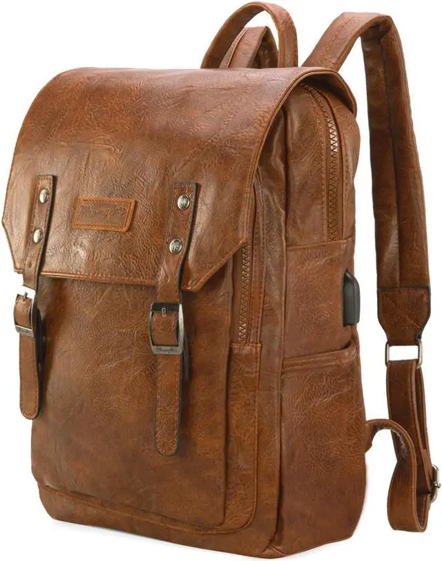 Main image of Montana West x Wrangler Brown Leather Laptop Backpack Purse Women and Men Unisex Fashion Backpack