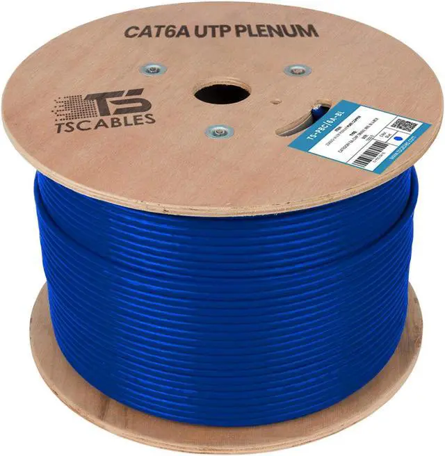 Alt view image 2 of 5 - TSCables | Cat6A Plenum (CMP) 1000ft, 750Mhz, PoE++ (4PPoE) | 100% Solid Bare Copper | 23AWG Unshielded Twisted Pairs (UTP), Available in 7 Colors for Easy Identification (Blue, 1000ft)
