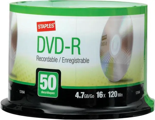 Main image of STAPLES 623616 4.7Gb 16X DVD-R Spindle 50/Pack (13164)
