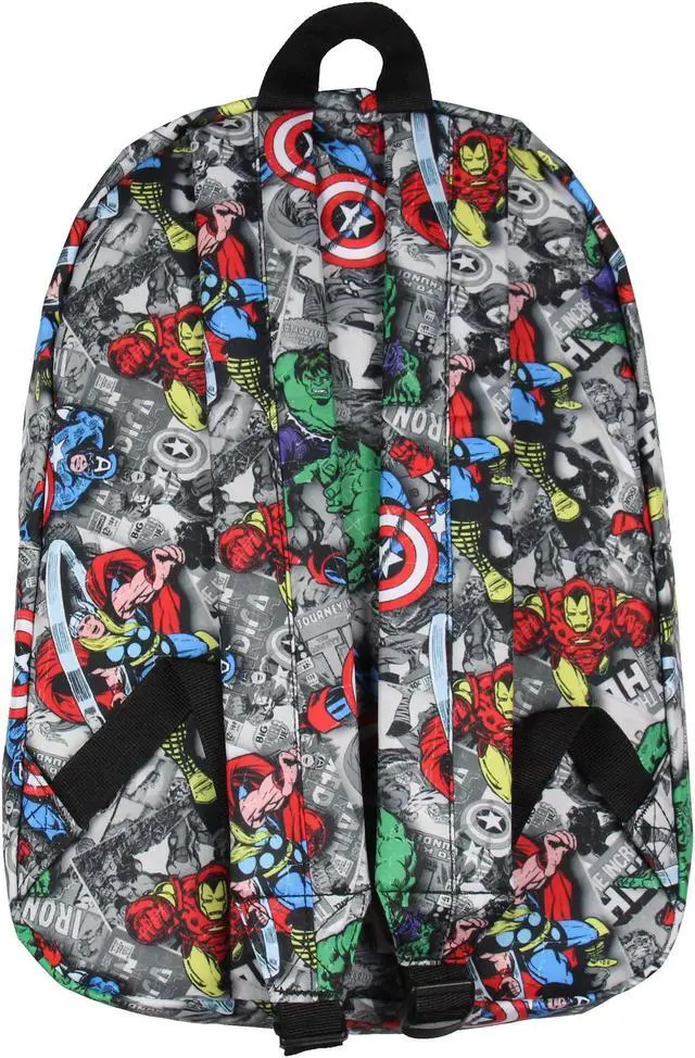 Alt view image 4 of 4 - Marvel Avengers Thor Iron Man Captain America Hulk Laptop School Backpack