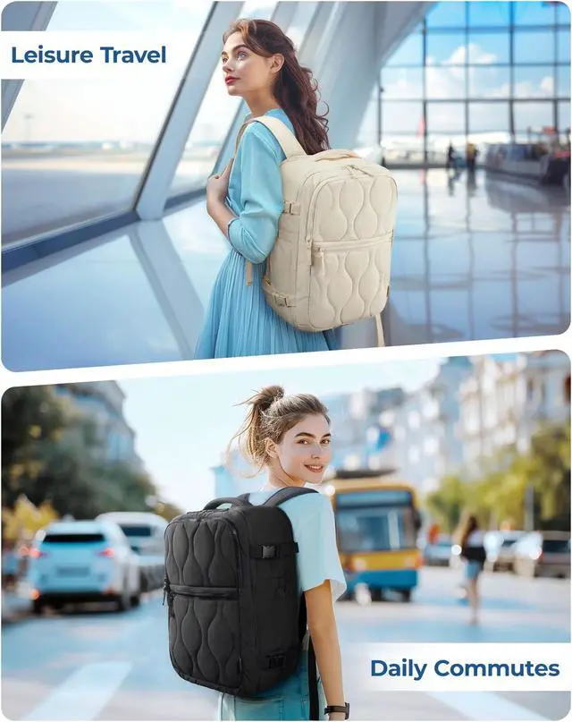 Alt view image 2 of 5 - BAGSMART Travel Backpack Carry On Flight Approved for Women Men, TSA Approved Luggage, Large Personal Travel Bag Fit 17 Inch Laptop, 30L Water Resistant Stylish Backpack, Black