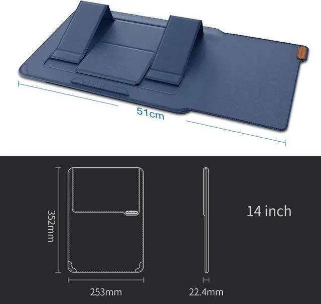 Alt view image 5 of 5 - Nillkin 14 inch Laptop Sleeve Case Laptop Stand Adjustable,Computer Shock Resistant Bag with Mouse Pad for 13" MacBook Pro and MacBook Air M4(2025),XPS 13,Surface Book 13.5",12.9" New iPad Pro,Blue