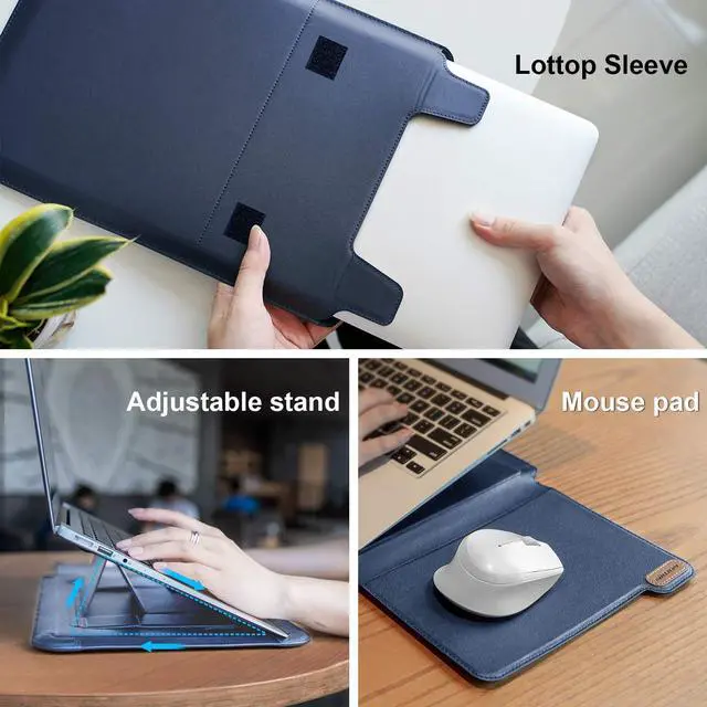 Alt view image 3 of 5 - Nillkin 14 inch Laptop Sleeve Case Laptop Stand Adjustable,Computer Shock Resistant Bag with Mouse Pad for 13" MacBook Pro and MacBook Air M4(2025),XPS 13,Surface Book 13.5",12.9" New iPad Pro,Blue
