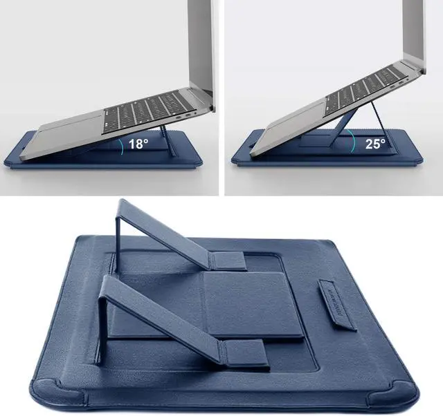 Alt view image 4 of 5 - Nillkin 14 inch Laptop Sleeve Case Laptop Stand Adjustable,Computer Shock Resistant Bag with Mouse Pad for 13" MacBook Pro and MacBook Air M4(2025),XPS 13,Surface Book 13.5",12.9" New iPad Pro,Blue