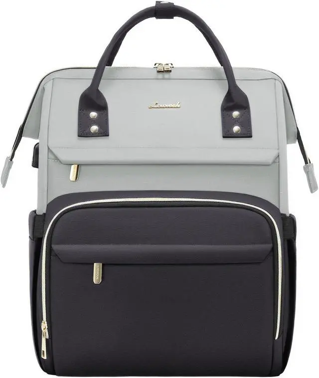 Main image of LOVEVOOK Laptop Backpack for Women, Fashion Work Computer Backpacks Purse, Travel Bags Doctor Nurse Backpack with USB Port, Carry on Backpack fits 15.6-Inch Laptop, Light Grey-Dark Grey