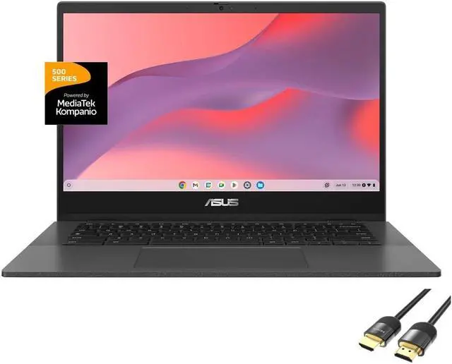Main image of ASUS Chromebook for Student and Business, 14" HD Anti-Glare Display, MediaTek Kompanio 520, 4GB RAM, 64GB eMMC, Micro SD Card Reader, TB 4, Wi-Fi 6, Webcam, PDG HDMI Cable, Chrome OS, Gravity Gray