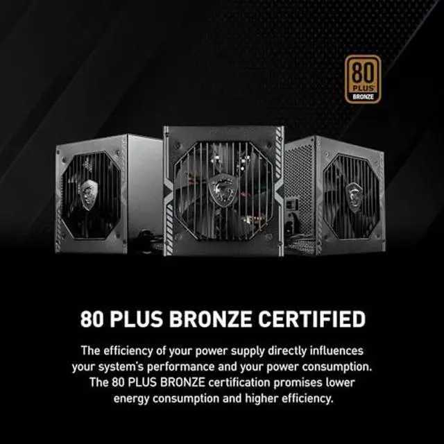 Alt view image 3 of 5 - MSI MAG A550BN Gaming Power Supply - 80 Plus Bronze Certified 550W - Compact Size - ATX PSU