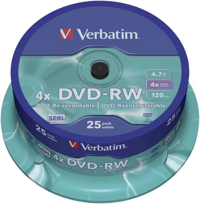 Main image of Verbatim DVD-RW 4.7Gb 4x Spindle 25 No 43639 blank dvd rewritable