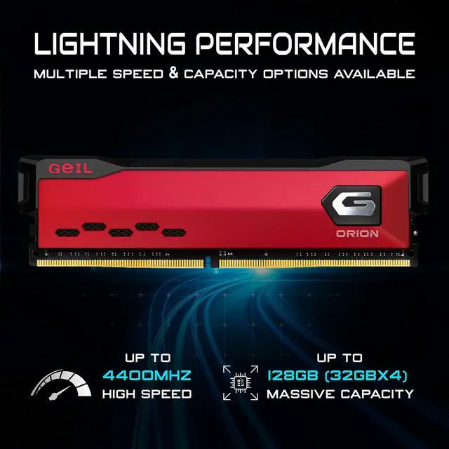 Alt view image 2 of 5 - GeIL Orion DDR4 RAM, 16GB (8GBx2) 3200MHz 1.35V XMP2.0, Intel/AMD Compatible, Long DIMM High Speed Desktop Memory, Hardcore Immersive Gaming/Multimedia Content Creation/Quality Live Streaming