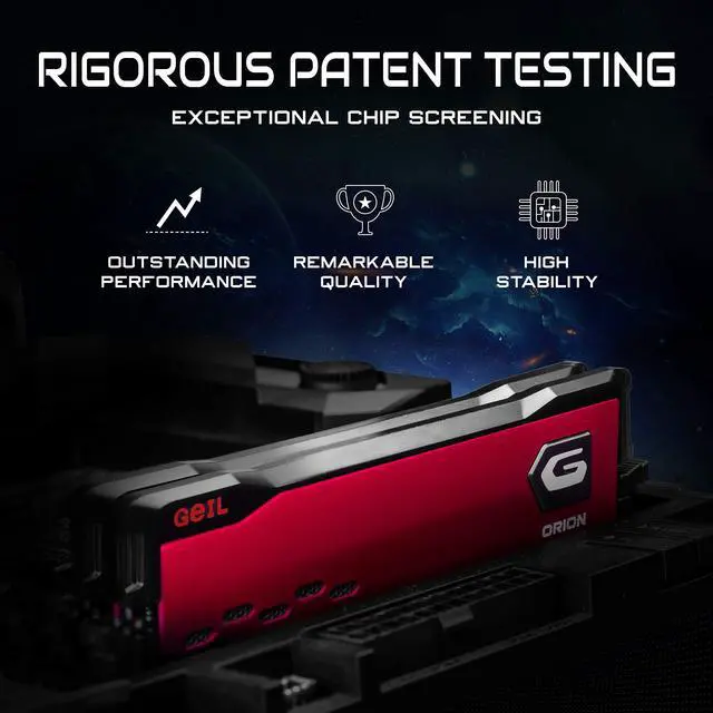 Alt view image 4 of 5 - GeIL Orion DDR4 RAM, 16GB (8GBx2) 3200MHz 1.35V XMP2.0, Intel/AMD Compatible, Long DIMM High Speed Desktop Memory, Hardcore Immersive Gaming/Multimedia Content Creation/Quality Live Streaming