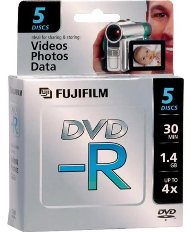 Main image of Fujifilm Mini DVD-R Discs for Camcorders (5 Count, Black, 300 Minutes, 4x Write Speed, 23500 MB)