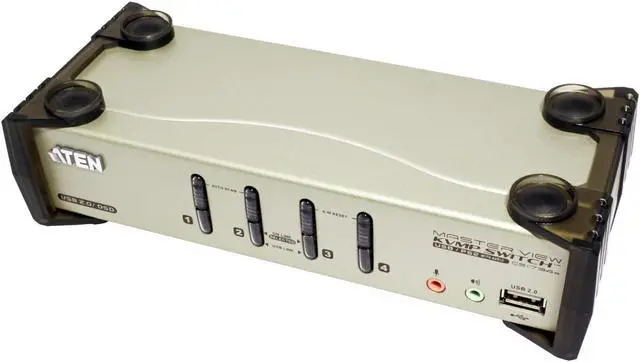 Alt view image 2 of 5 - ATEN 4-Port USB 2.0 KVMP Switch with Audio Support and Cables CS1734B (Silver)