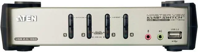 Alt view image 4 of 5 - ATEN 4-Port USB 2.0 KVMP Switch with Audio Support and Cables CS1734B (Silver)