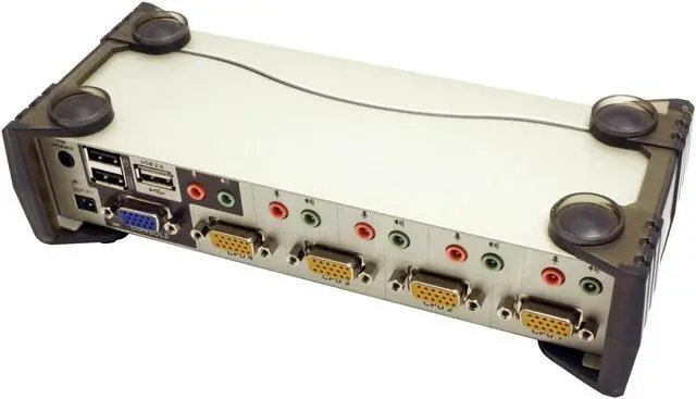Alt view image 3 of 5 - ATEN 4-Port USB 2.0 KVMP Switch with Audio Support and Cables CS1734B (Silver)