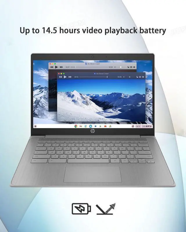 Alt view image 3 of 5 - HP Chromebook 14" HD Laptop PC for College Students and Business, Chrome OS, Intel Celeron N4120 Processor, 4GB RAM, 64GB Storage, Bluetooth, Wi-Fi, Modern Gray, Alpacatec 32GB Card