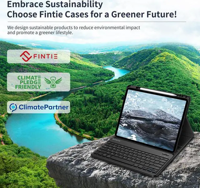 Alt view image 2 of 5 - Fintie Keyboard Case for iPad Air 13-inch (M2) 2024 with Pencil Holder - Soft TPU Back Cover with Magnetically Detachable Bluetooth Keyboard, Black