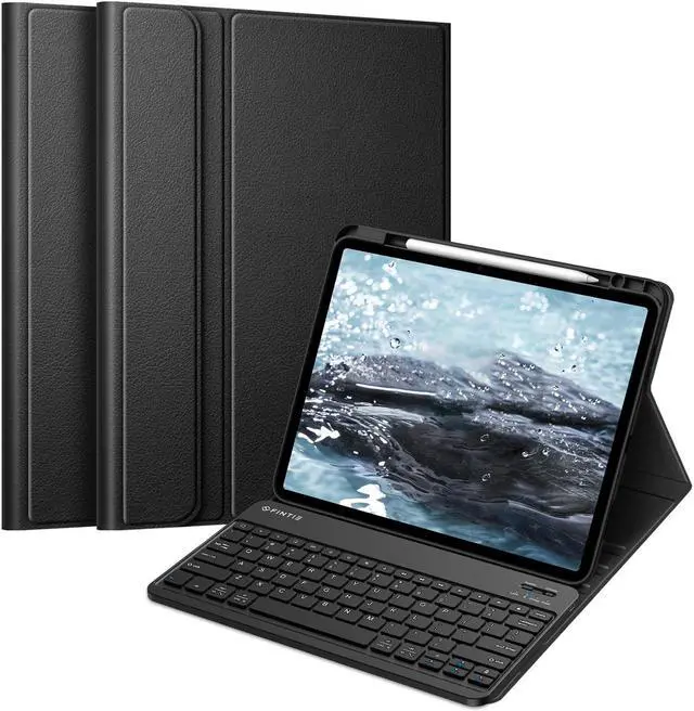 Main image of Fintie Keyboard Case for iPad Air 13-inch (M2) 2024 with Pencil Holder - Soft TPU Back Cover with Magnetically Detachable Bluetooth Keyboard, Black
