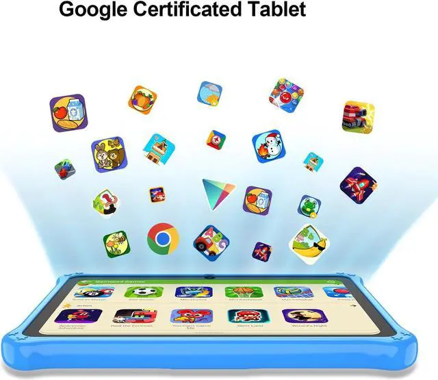 Alt view image 3 of 5 - PRITOM 7 inch Kids Tablet with Lanyard, 32GB Toddler Tablet Android 13 with WiFi, Dual Camera, Education, Games, Kids Software Pre-Installed, Parental Control, Blue