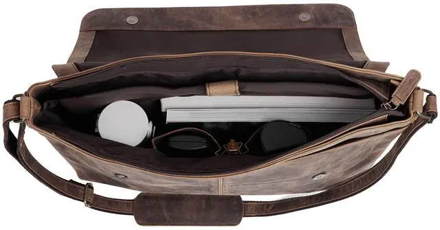 Alt view image 2 of 5 - Leather messenger bag 16 inch satchel laptop bag briefcase for men and women best handmade buffalo leather office computer bag (16 Inches)