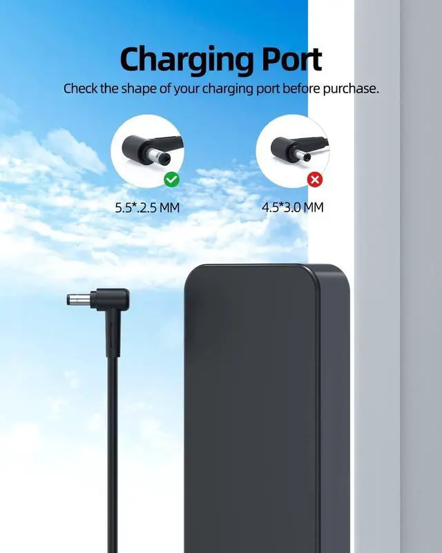 Alt view image 3 of 5 - 120W AC Charger Fit for Asus K55D K55DE K55DR K55N K55VJ K55VS Laptop Power Supply Adapter Cord