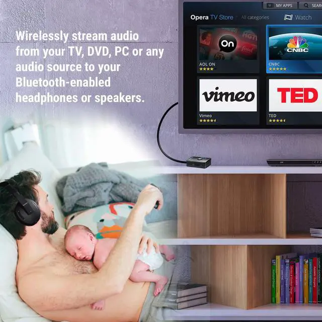 Alt view image 2 of 5 - HomeSpot Bluetooth Transmitter for TV Audio Optical Bluetooth Low Latency Audio Adapter Bluetooth 5.0 no Lip Sync Digital Dual Stream Toslink SPDIF [Advanced Dual Stream Version]