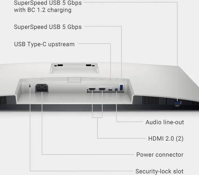 Alt view image 5 of 5 - Dell S2722QC 27-inch 4K USB-C Monitor - UHD (3840 x 2160) Display, 60Hz Refresh Rate, 8MS Grey-to-Grey Response Time (Normal Mode), Built-in Dual 3W Speakers, 1.07 Billion Colors Platinum Silver