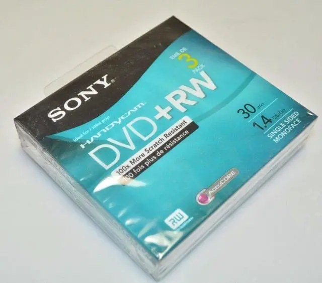 Alt view image 2 of 3 - Sony DVD+RW 3-Pack: 8cm, 30 Minutes, 1.4 Gb/Go, Single-Sided Monoface