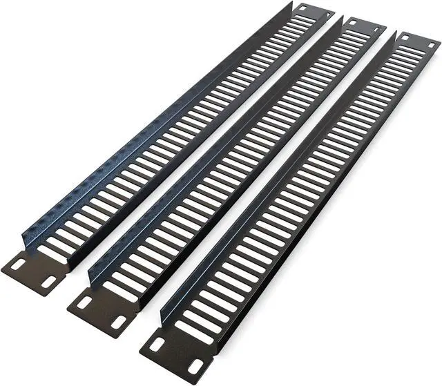 Alt view image 2 of 5 - Rackmount Venting Panel - 1U (3 Pack) Spacer for IT/AV 19 inch Network Server Rack Mount Cabinet Enclosure - Blank Vented Metal Slot Filler - Equipment Cooling Air Circulation (Black) Tupavco TP1732