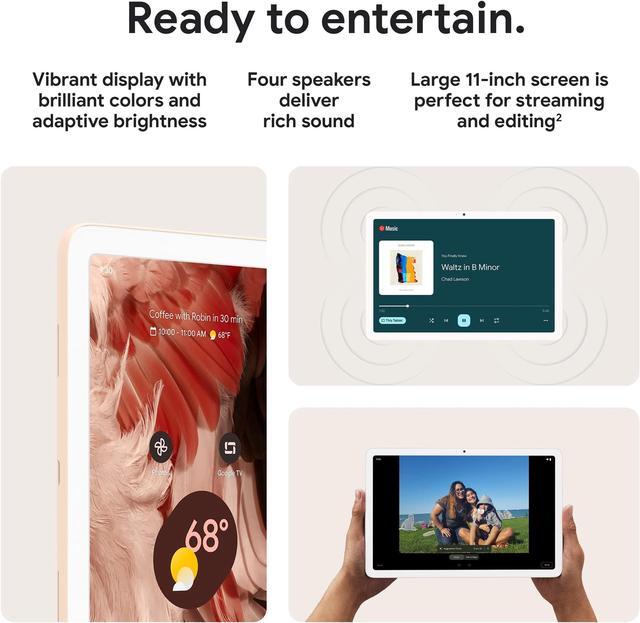 Alt view image 3 of 5 - Google Pixel Tablet with Charging Speaker Dock - Android Tablet with 11-Inch Screen, Smart Home Controls, and Long-Lasting Battery - Porcelain/Porcelain - 128 GB