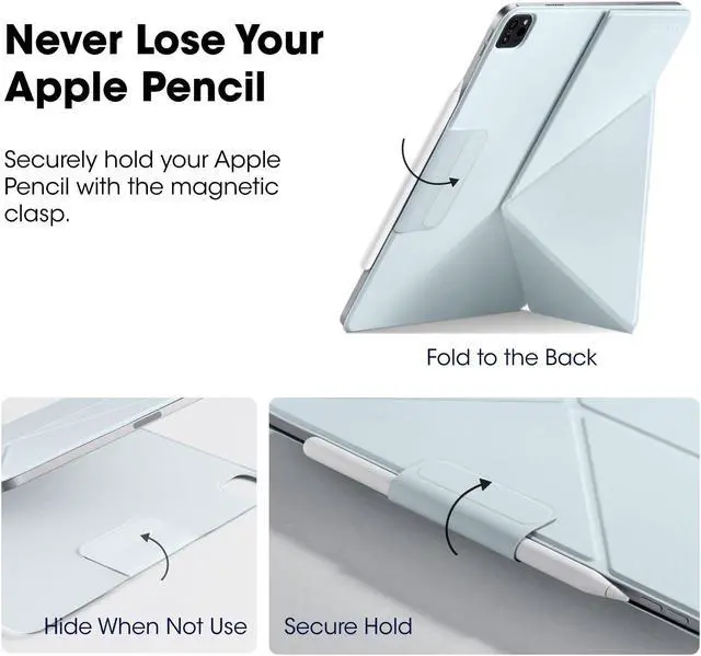 Alt view image 4 of 5 - PITAKA for iPad Pro 11 Inch Case 2024, Compatible with iPad Pro m4, Portrait/Landscape Magnetic Case with Pencil Holder, 4 Standing Angles and - Blue