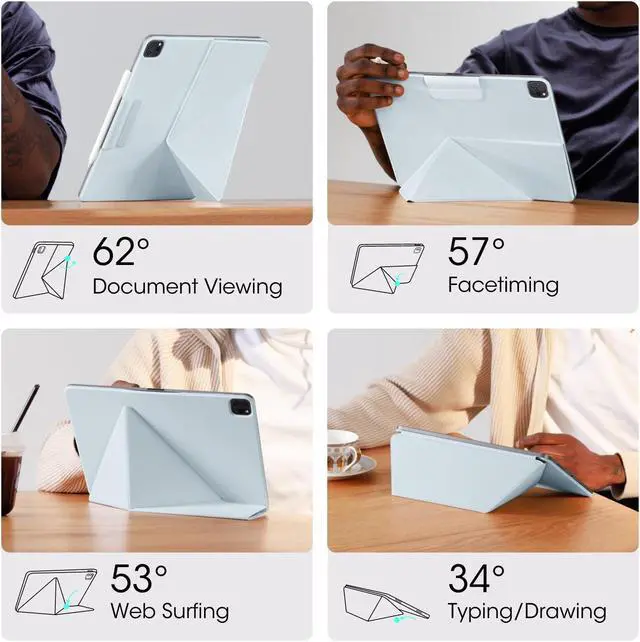 Alt view image 3 of 5 - PITAKA for iPad Pro 11 Inch Case 2024, Compatible with iPad Pro m4, Portrait/Landscape Magnetic Case with Pencil Holder, 4 Standing Angles and - Blue