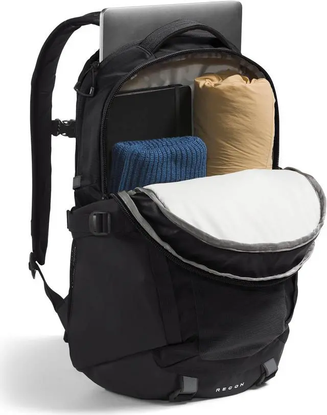 Alt view image 5 of 5 - THE NORTH FACE Recon Everyday Laptop Backpack | Daypack with Water Repellent Finish, 16" Laptop Sleeve, 2 Water Bottle Pockets, TNF Black/TNF Black-NPF, One Size