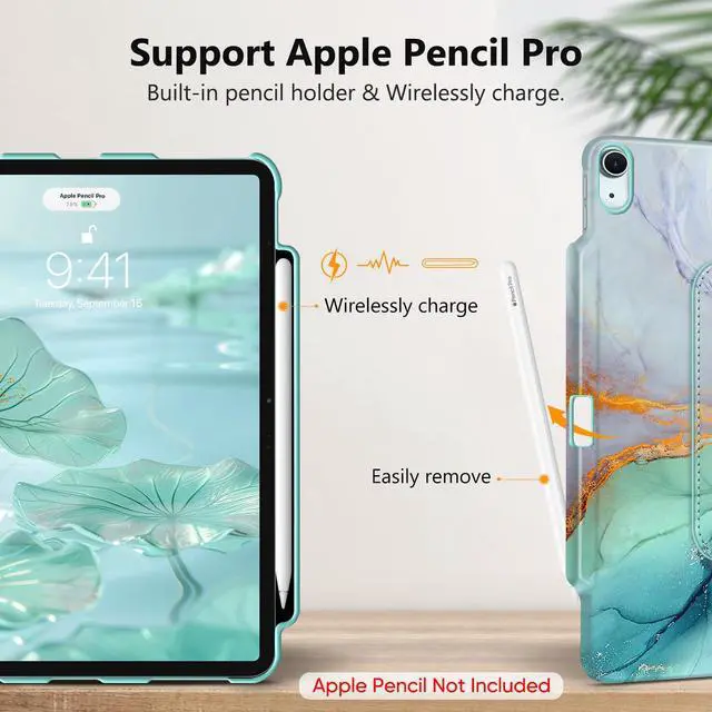 Alt view image 5 of 5 - Fintie Bundle: Fintie Rotating Case for iPad Air 13-inch (M2) 2024-360 Degree Swiveling Stand Protective Back Cover + [2-Pack] Tempered Glass Screen Protector