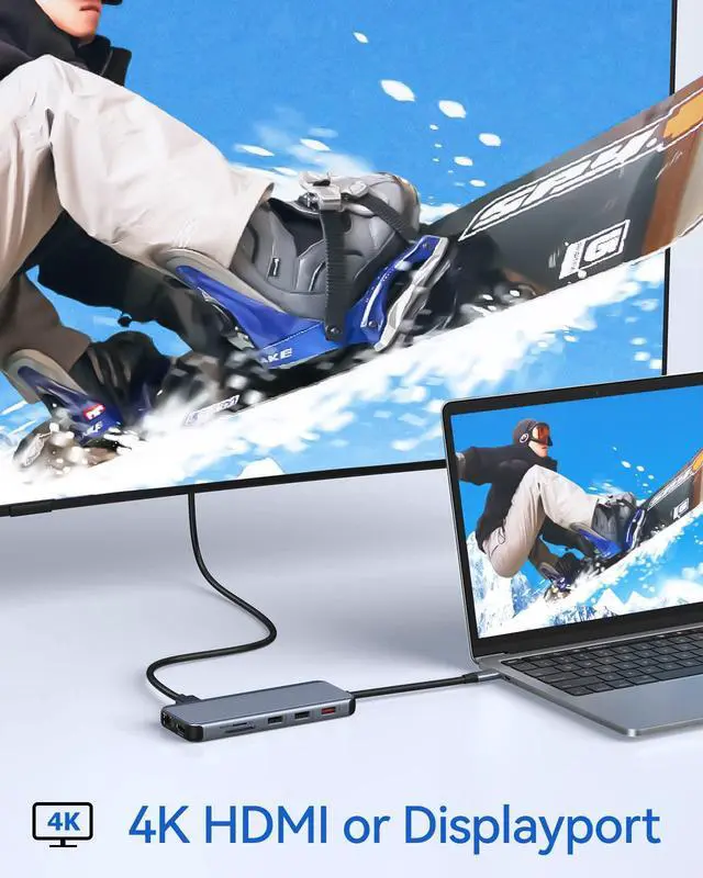 Alt view image 3 of 5 - USB C to Dual DisplayPort 4K Docking Station Adapter, 12-in-1 LIONWEI 10Gbps USB C Hub Dock with 2 DP, HDMI, USB 3.1, Ethernet Port, Audio, SD/TF 4.0 Slot for Thunderbolt Laptop