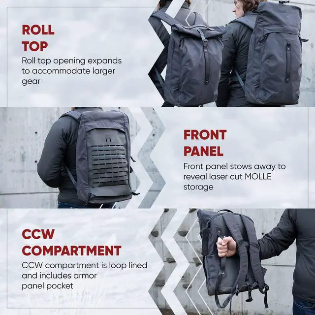 Alt view image 3 of 5 - Vertx Ardennes Mens Tactical Briefcase with Shoulder Strap Messenger Laptop Gear Bag for Work, Travel, Canvas, Valet Ash Grey